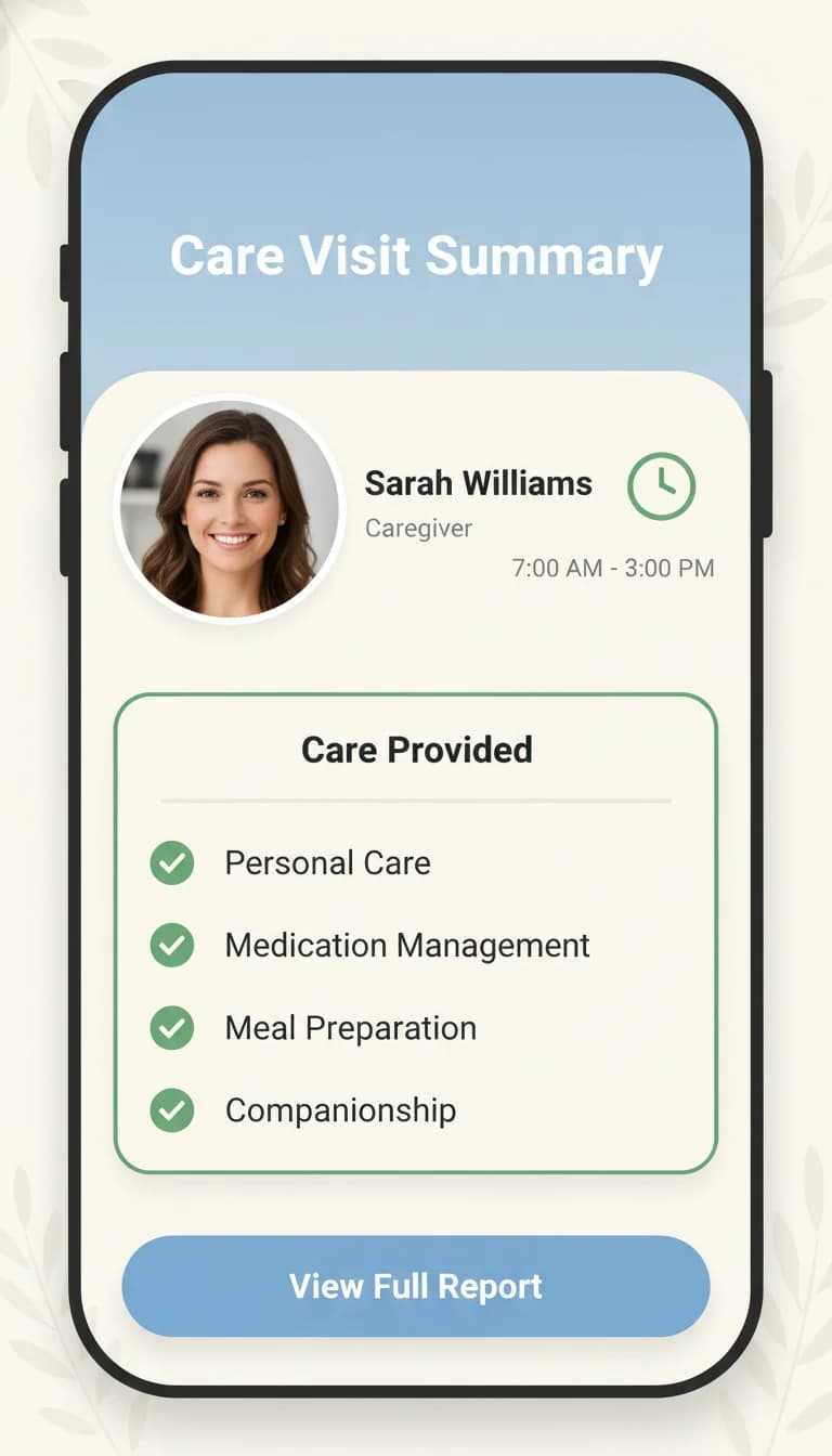 Care visit summary app preview