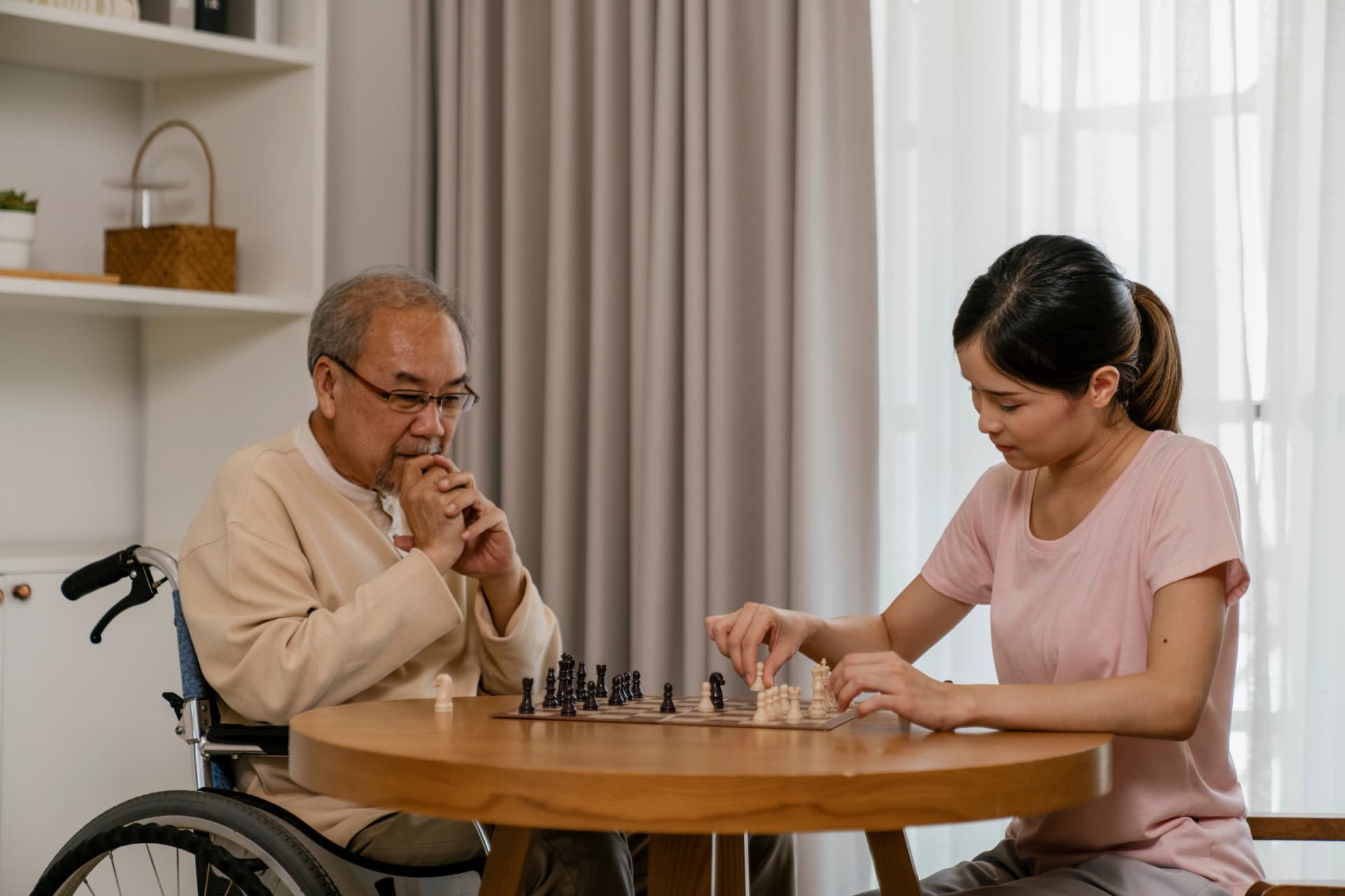 Caregiver helping a senior with morning routine