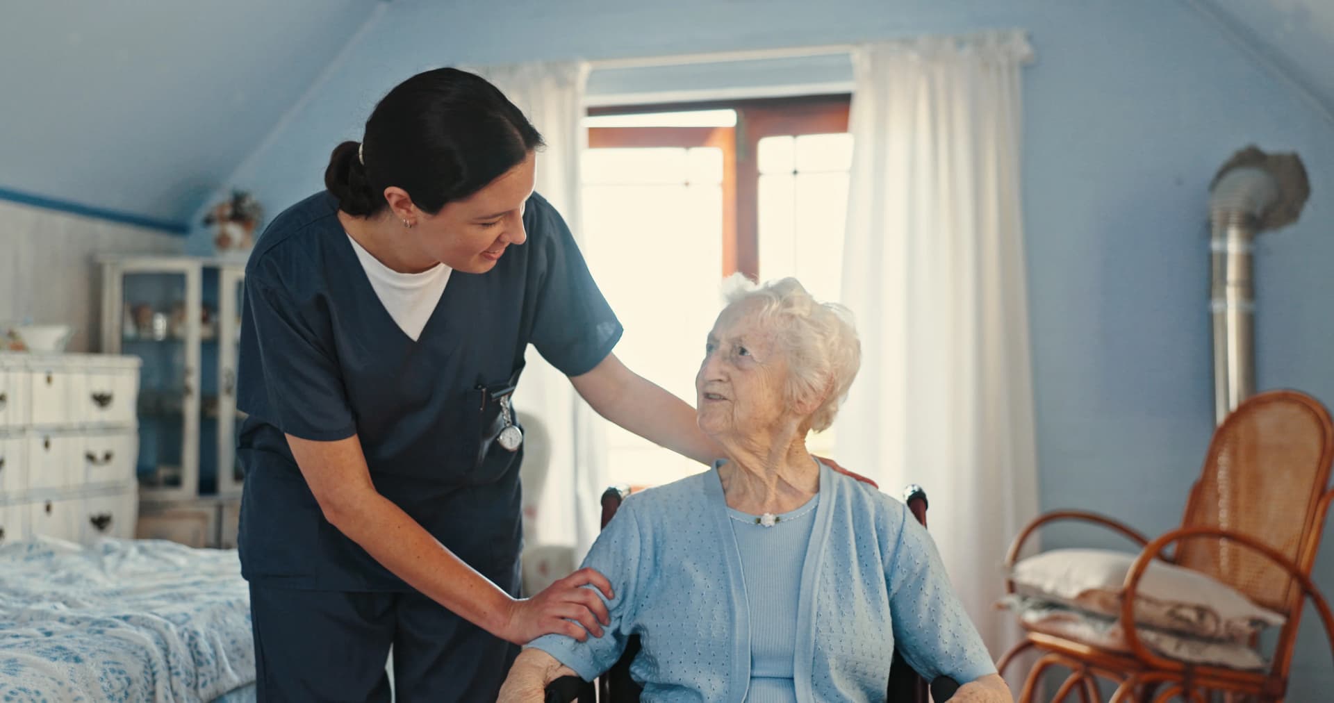 Caregiver with senior client