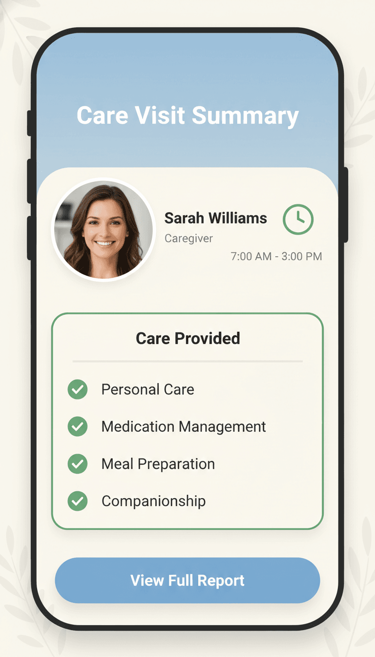 Care planning notes and home safety discussion materials