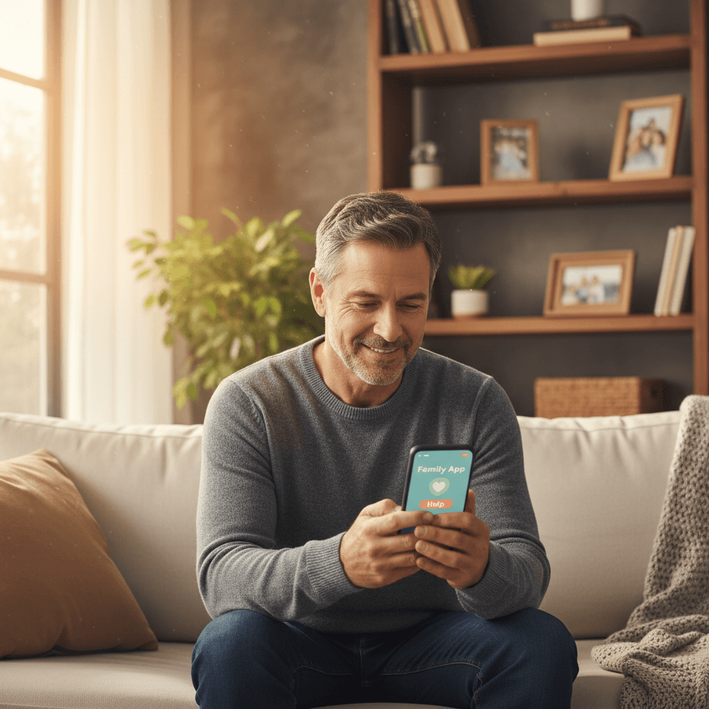 Family member reviewing home care planning information