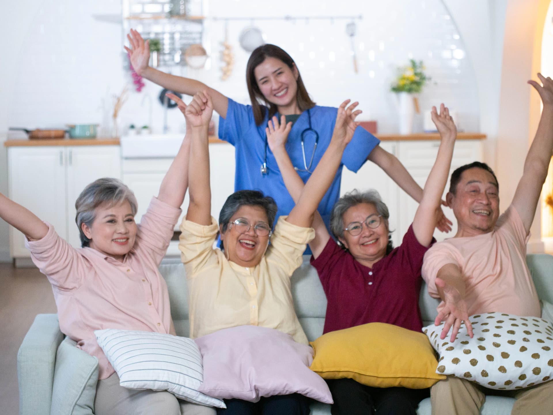 Caregiver and senior at home together